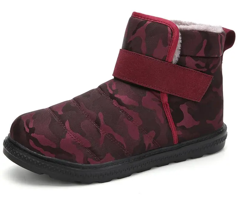 Camouflage red Новинка; мужские ботинки; высококачественные водонепроницаемые ботинки; зимняя обувь унисекс; теплая удобная хлопковая обувь; большие размеры 36-47; botas - Цвет: Camouflage red