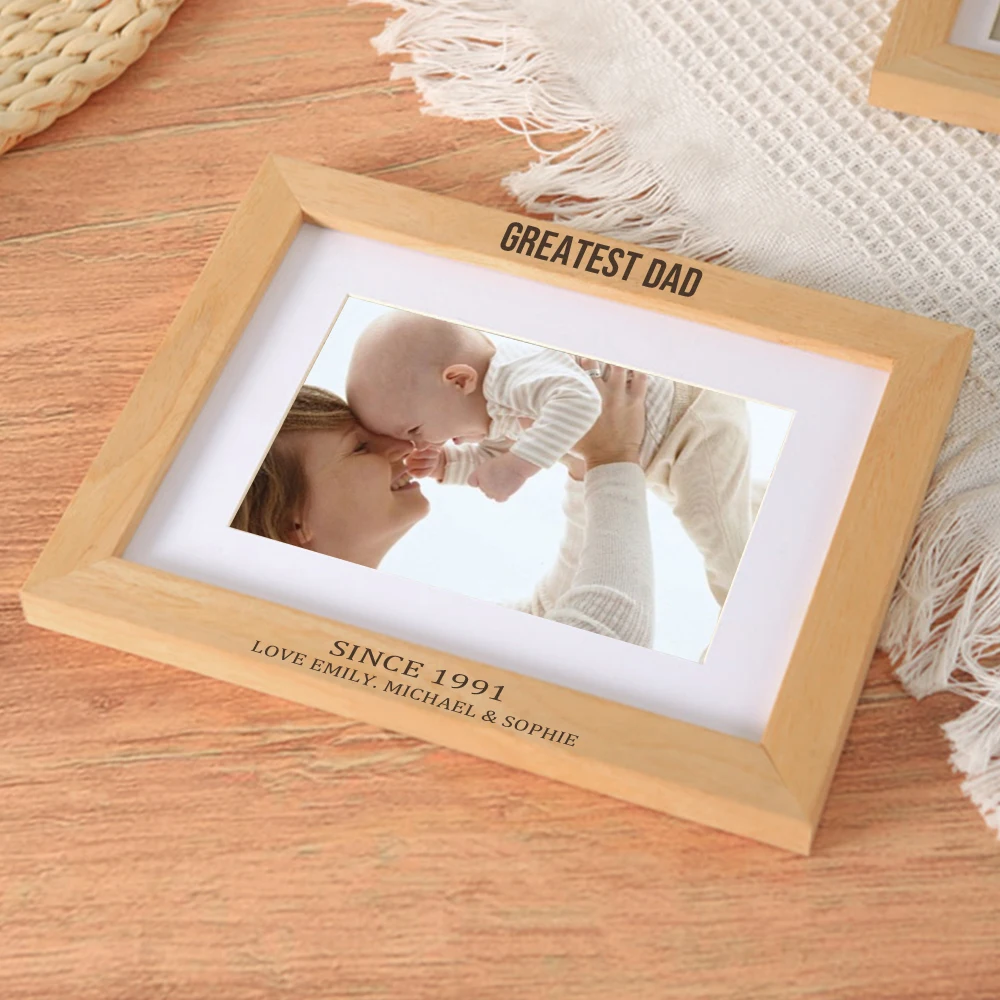 Greatest Dad Picture Frame Father's Day Gift Custom Text Picture Frame