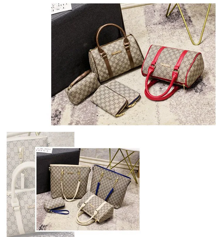 Autumn New Fashion Women's Bag 6 Piece Set Plaid Bag Lady Slung Hand Bag Shoulder Messenger Composite Bag