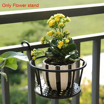 

1PCS Outdoor Hanging Plant Iron Racks Balcony Round Flower Pot Rack Railing Fence Apartment Balcony Garden Supplies
