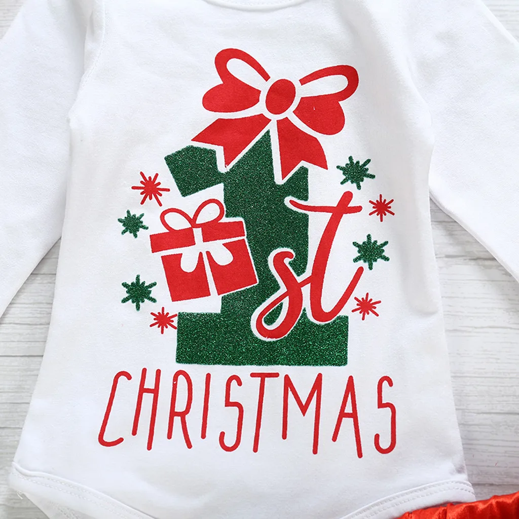 Одежда для малышей; одежда на первое Рождество для новорожденных и маленьких девочек; Рождественский комбинезон с надписью; юбка-пачка; повязка на голову; Рождественские юбки