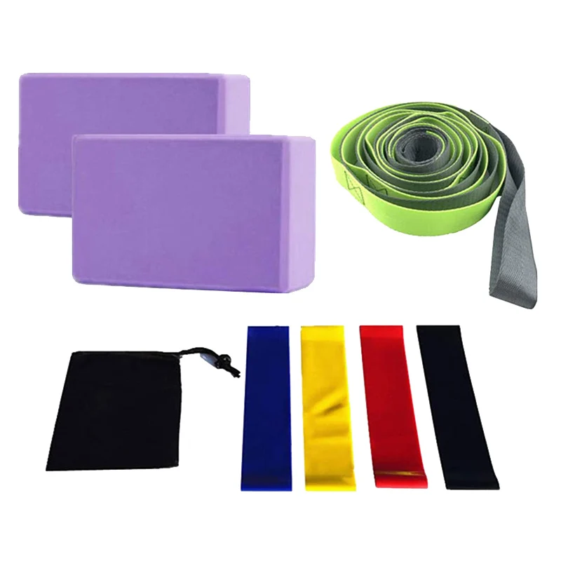 Yoga Equipment Set 12 Loops Strap Daisy Chain Blocks Resistance Loop Band for Home Gym Fitness Pilates | Спорт и развлечения