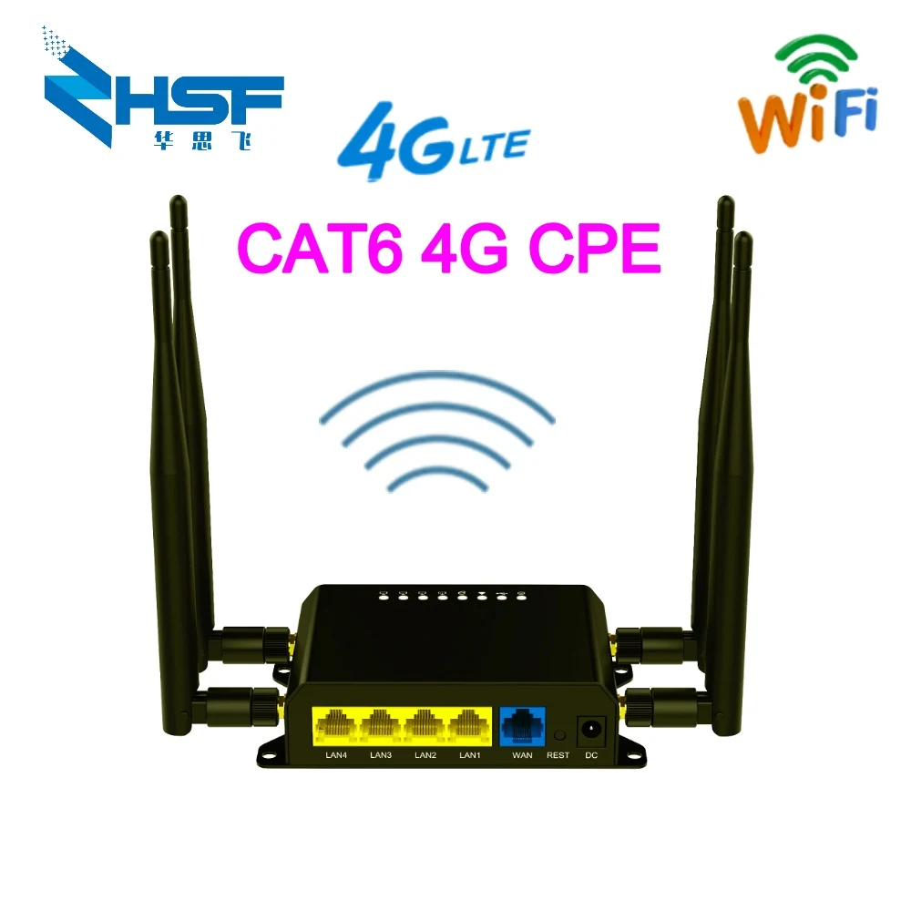 Roteador com Slot para Cartão Roteador sem Fio com Antena Mbps Wifi Sim Cpe Destacável Externa Ep06-a Fdd Tdd 300 Cat6 4g Lte