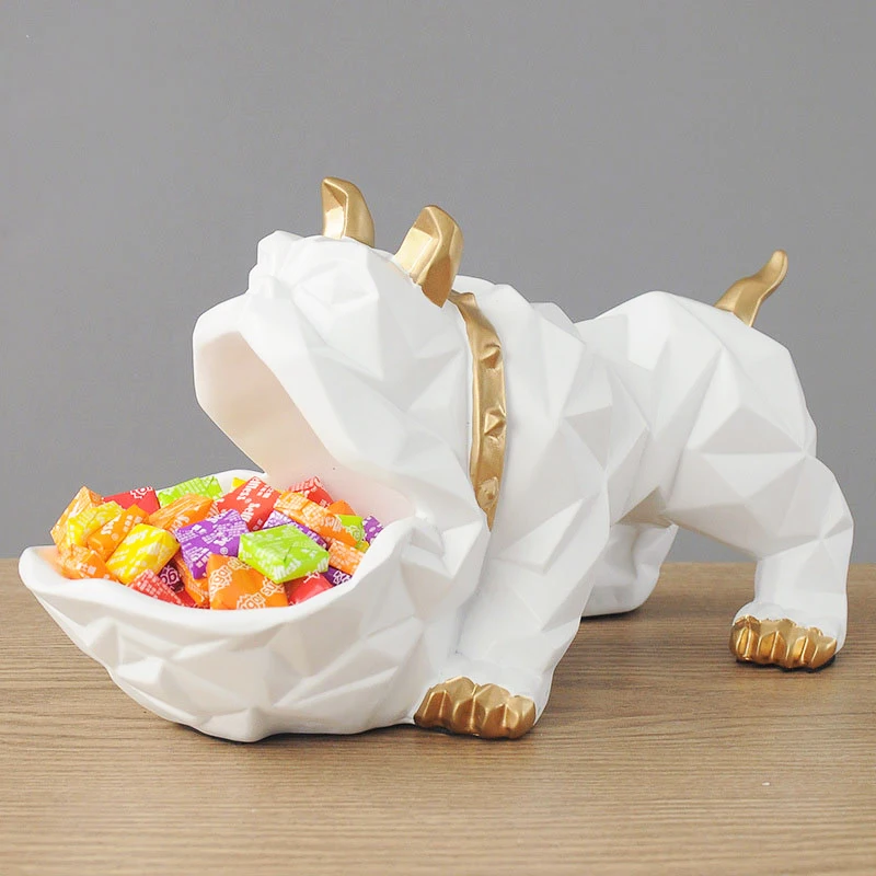 3D Sculpture Bulldog Statue Table Decoration Accessories Storage Box Organizer Modern Figurine Decor Home Room Decorations Art