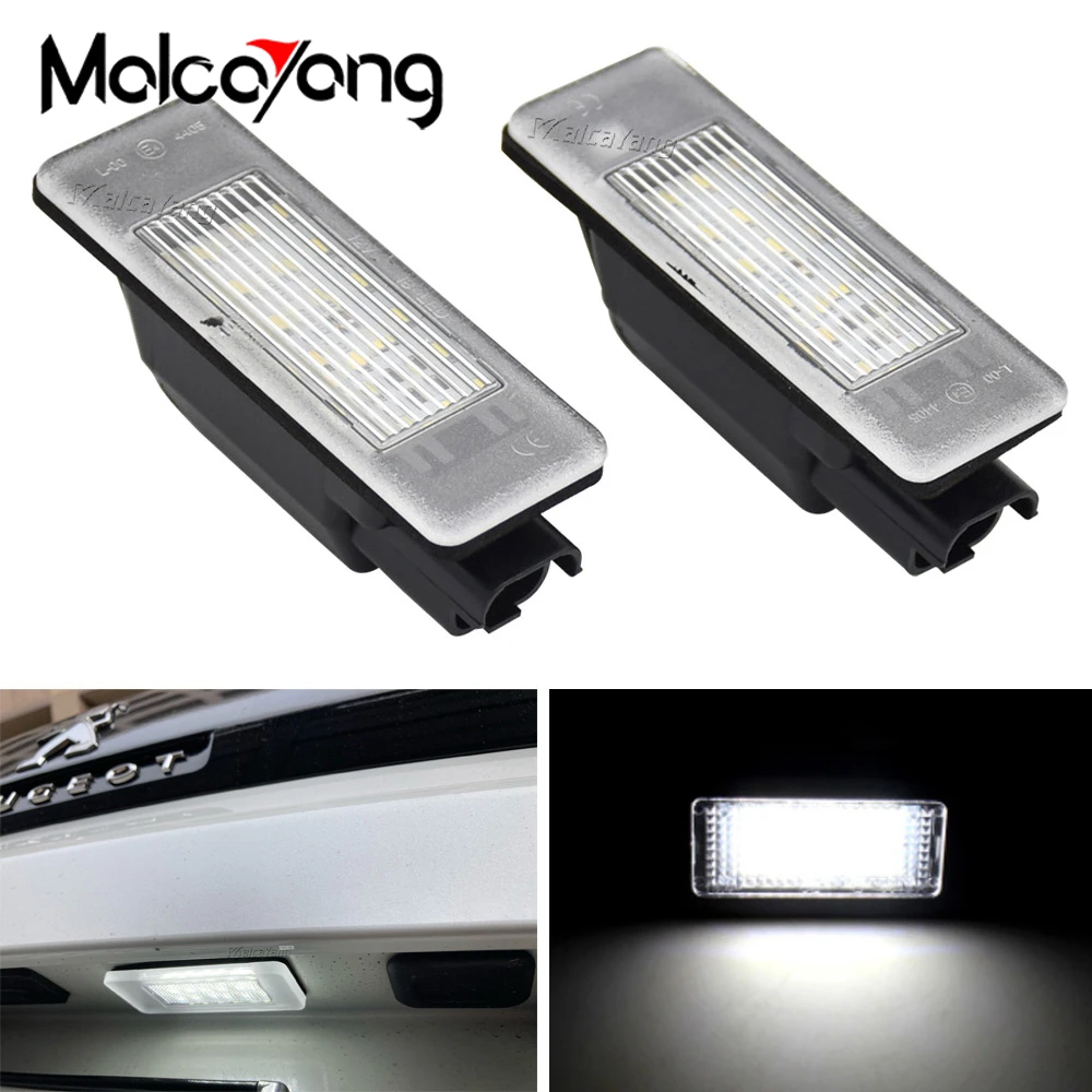 Ricambio Luci Targa Peugeot 207 2x Fanale Targa Posteriore LED Per Peugeot - Compatibile Con 1007, 106, 207, 3008, 307, 308, 406, 407, 508 Ricambio Luce Targa 207 308 407