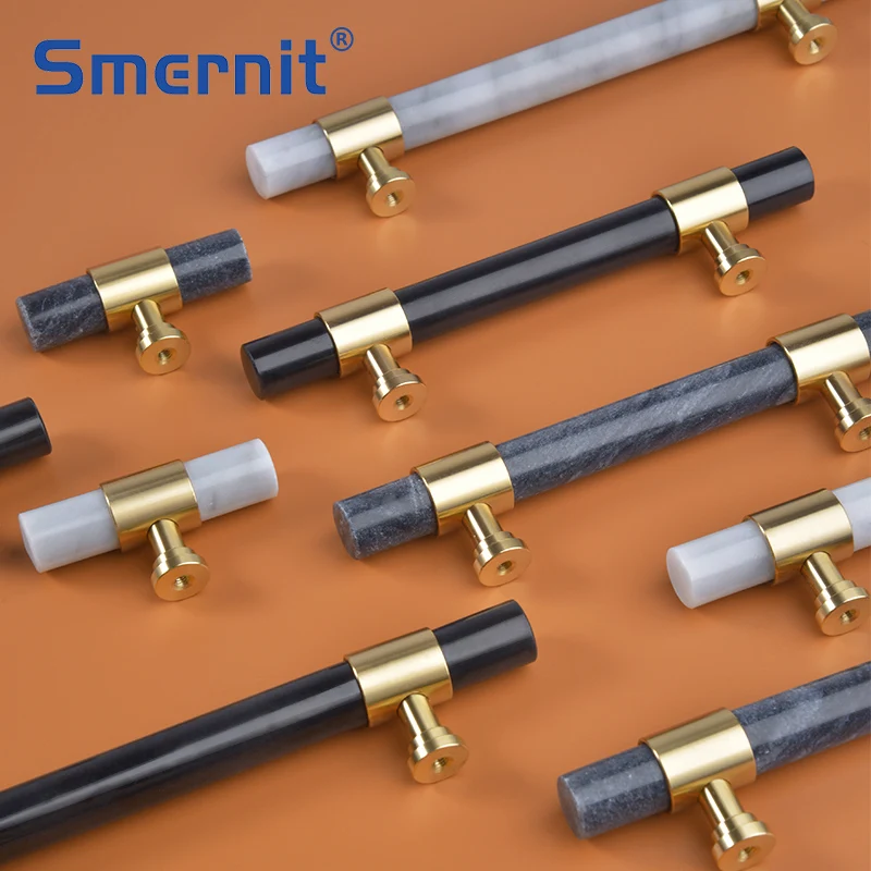 Puxador de Mármore Natural para Móveis Maçanetas e Alças Douradas para Gabinete Cozinha Armário Gaveta Ferragens