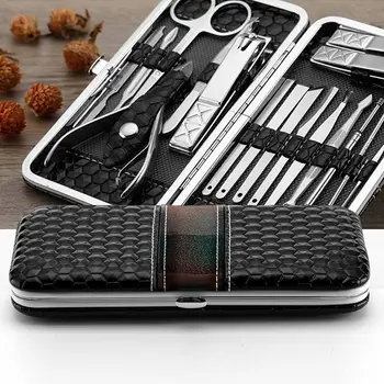 

18Pcs Manicure Pedicure Set Stainless Nail Clippers Kit Cuticle Grooming Beauty Tools LDO99