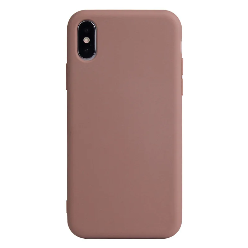 9 шт./лот, однотонный матовый чехол для iPhone 11, XR, XS Max, мягкий силиконовый чехол для iPhone 6S, 7, 8+, 5S, карамельный цвет, гелевая задняя крышка - Цвет: Only Brown-9pcs