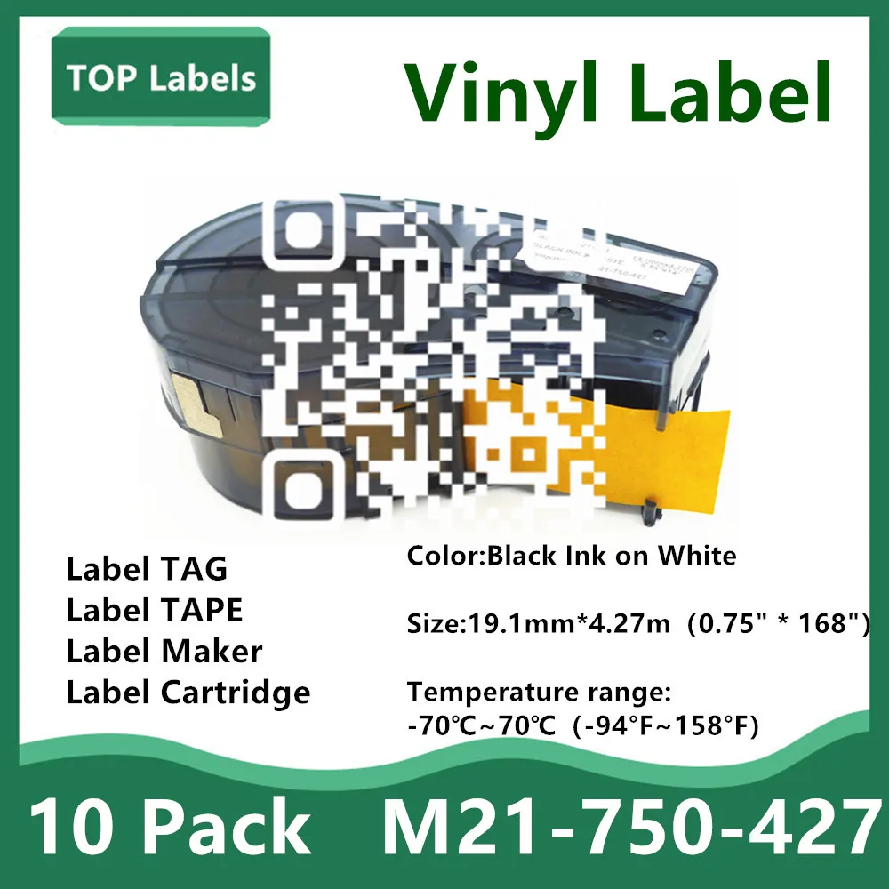 

20PK Vinyl Label M21 750 427 Labels Maker TAPE BMP21-PLUS Cartridge Printer Control Panels,Electrical Panels,Datacom TAG