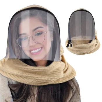 

Plus Velvet Scarf Adult Women Men Full Face Mask Transparent Hooded Winter Scarf Warm Full Face Scarf Removable Mascarilla Z0805