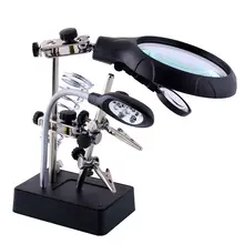 LED Magnifier Stand AC/DC MG16129-C Hand Solder Foldable MG16129-C Magnifying Lens Desktop Jewelry