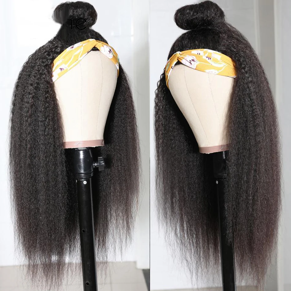 Headband-Wig-Human-Hair-Wigs-Kinky-Straight-Machine-Made-Brazilian-Remy-Human-Hair-Wigs-Free-Scarf