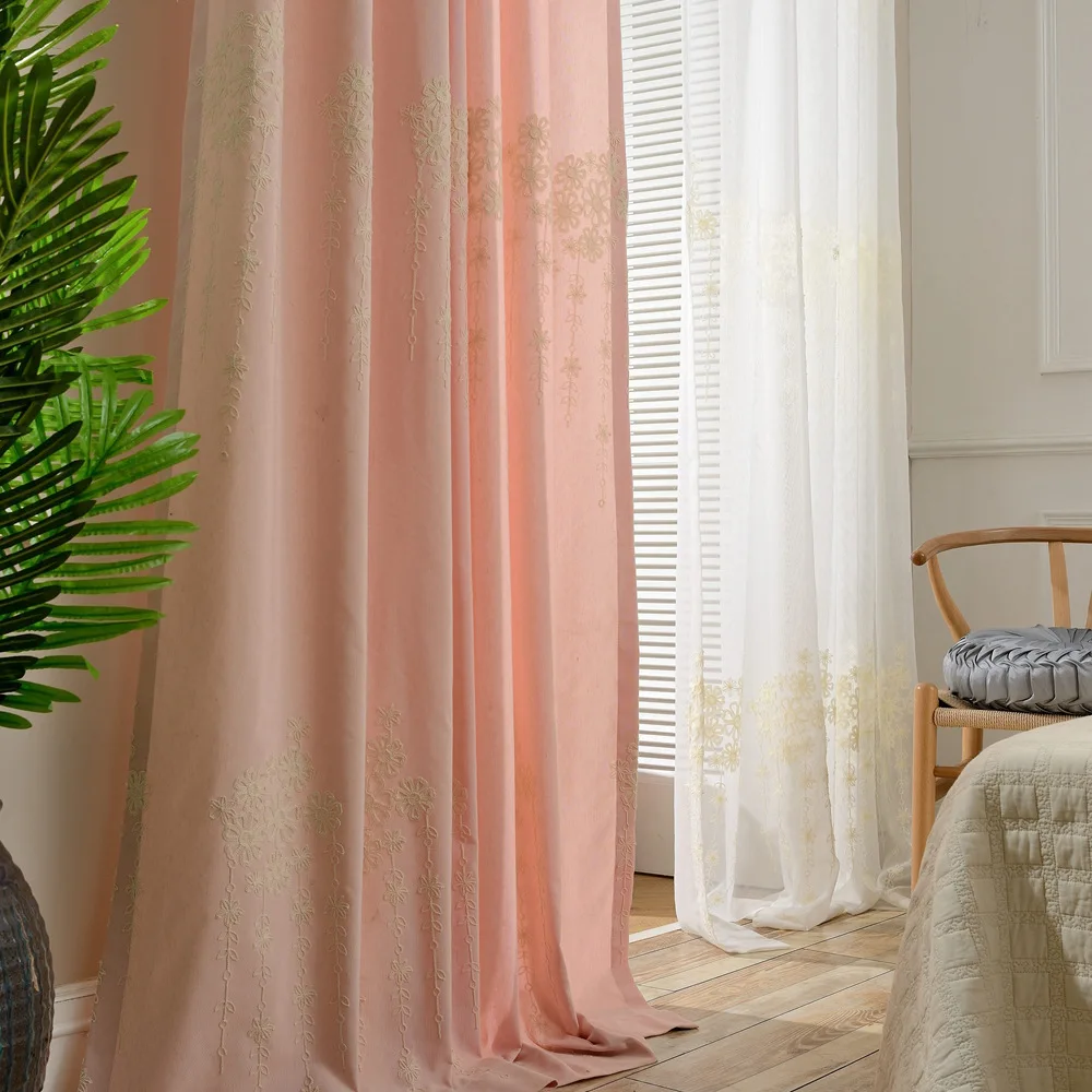 

Hot Selling Makeup Yan-Minimalist Modern Cotton and Linen Curtain Fabric Embroidery Curtain Fabric Embroidered Window Screen