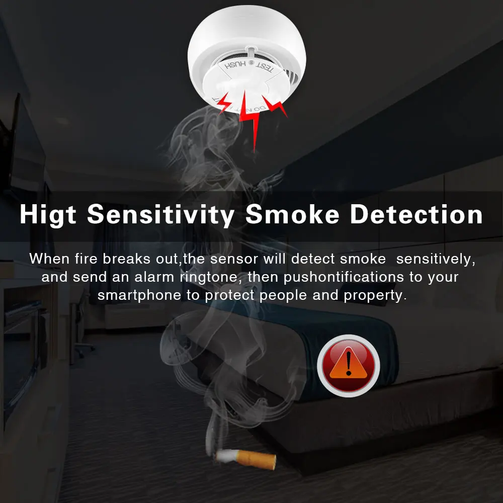 Tuya Smart Life wifi умный детектор дыма пожарная охранная сигнализация датчик дыма с самостоятельной беспроводной батареей интеллектуальная жизнь