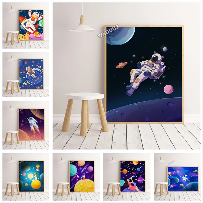 Космический постер Galaxy art астронавт солнечная система украшение детской комнаты