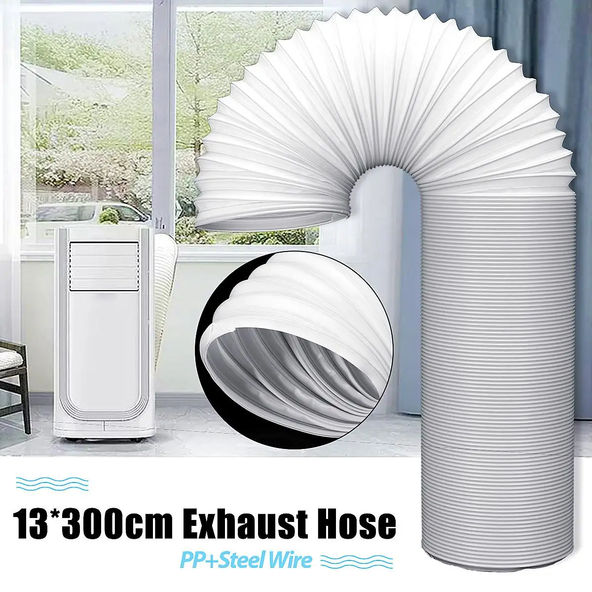 300cm Exhaust Pipe Flexible Air Conditioner Exhaust Pipe Vent Hose Duct  Outlet 130mm Ventilation Duct Air Conditioner Vent Hose - Air Conditioner  Parts - AliExpress