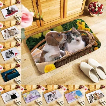 

40x60cm Lovely dog cat pictures Doormat for Entrance carpet Floor Mat kitchen Rug Indoor hallway anti-slip carpets door mats