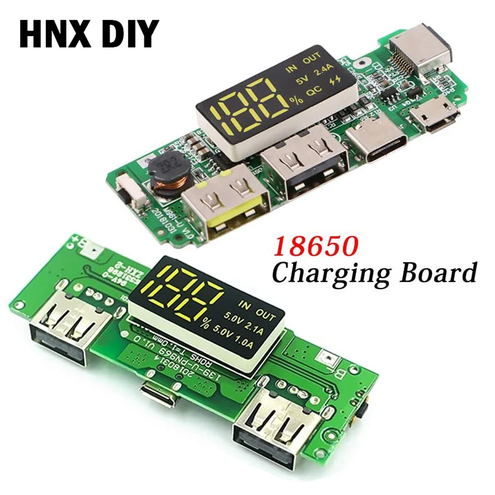 리튬 배터리 충전기 보드 LED 듀얼 USB 5V 2.4A 마이크로/타입-C USB 모바일 보조베터리 18650 충전 모듈 회로 보호