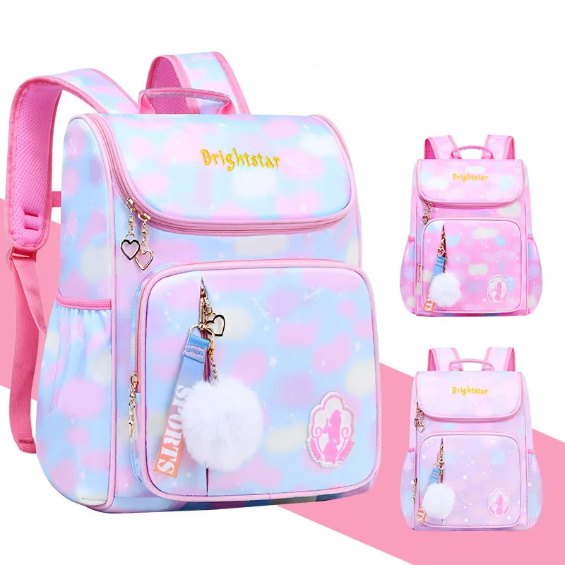 Children's School Bag Elementary School Princess Girl Burden Reduction Shoulder Correction Cute Cartoon Gradient Kid Backpack