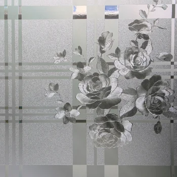 

150cm Length Electrostatic Glass Sticker Peony Pattern Privacy Protection Decoration Window Film For Door Window Table Cabinet