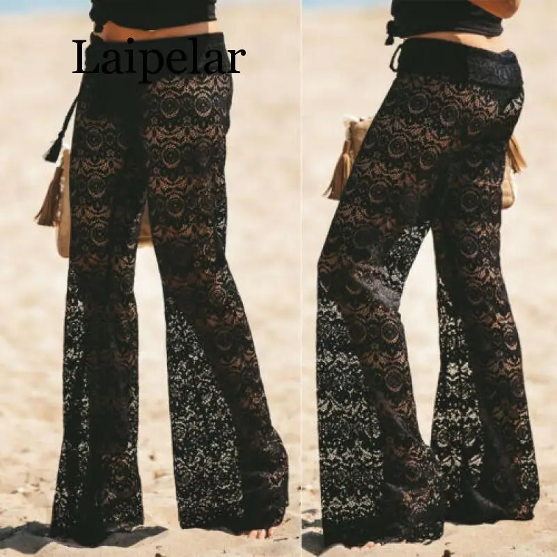 Womens 2020 Lace Cave Flower Wide Leg Trousers Ladies Plain Flared Legging Pant Plus Size Womens 2020 Lace Cave Flower Wide Leg Trousers Ladies Plain Flared Legging Pant Plus Size