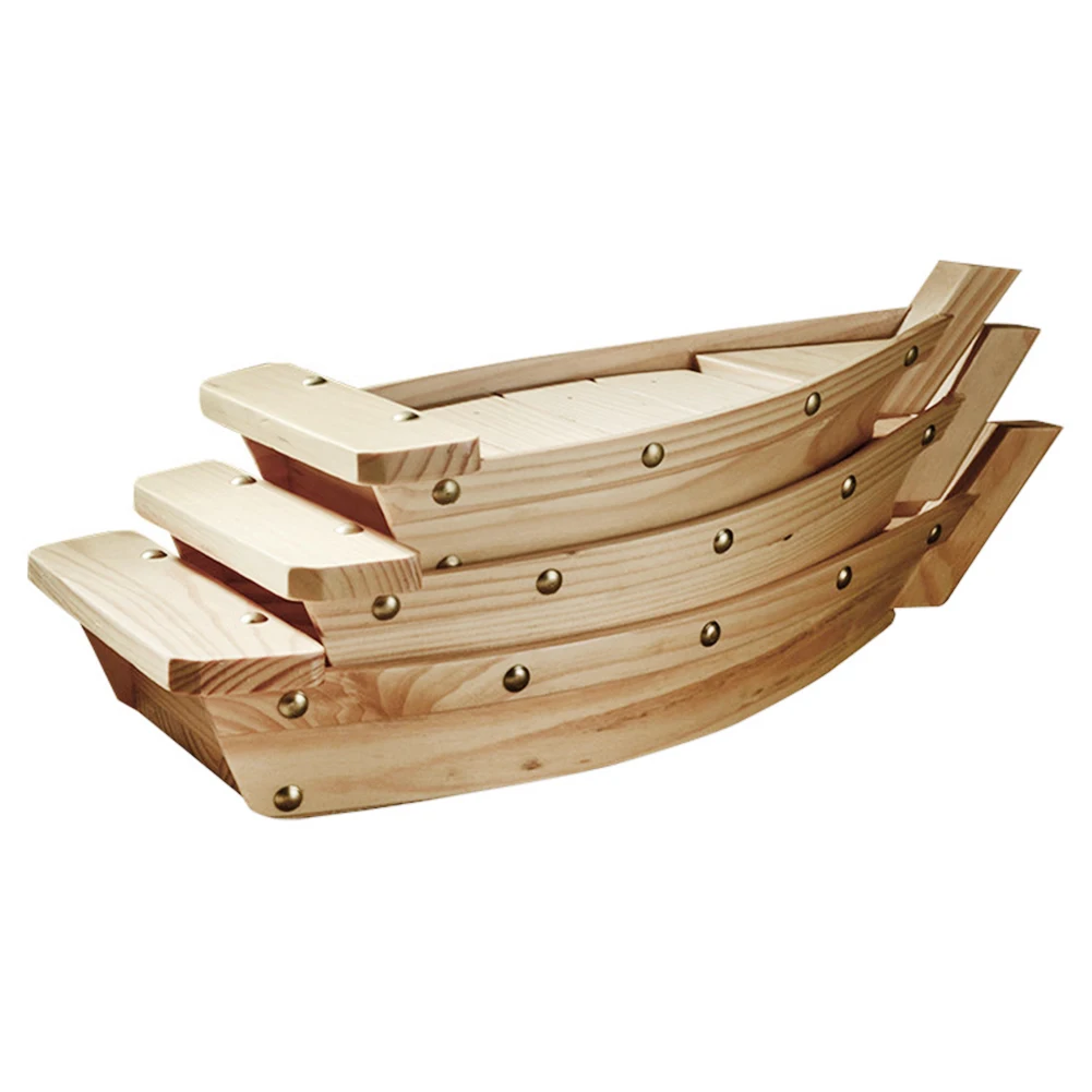 

Wooden Simple Boat Shaped Platter Pine Creative Sushi Sashimi Platter Cuisine Tableware Decoration Ornament For Restaurant