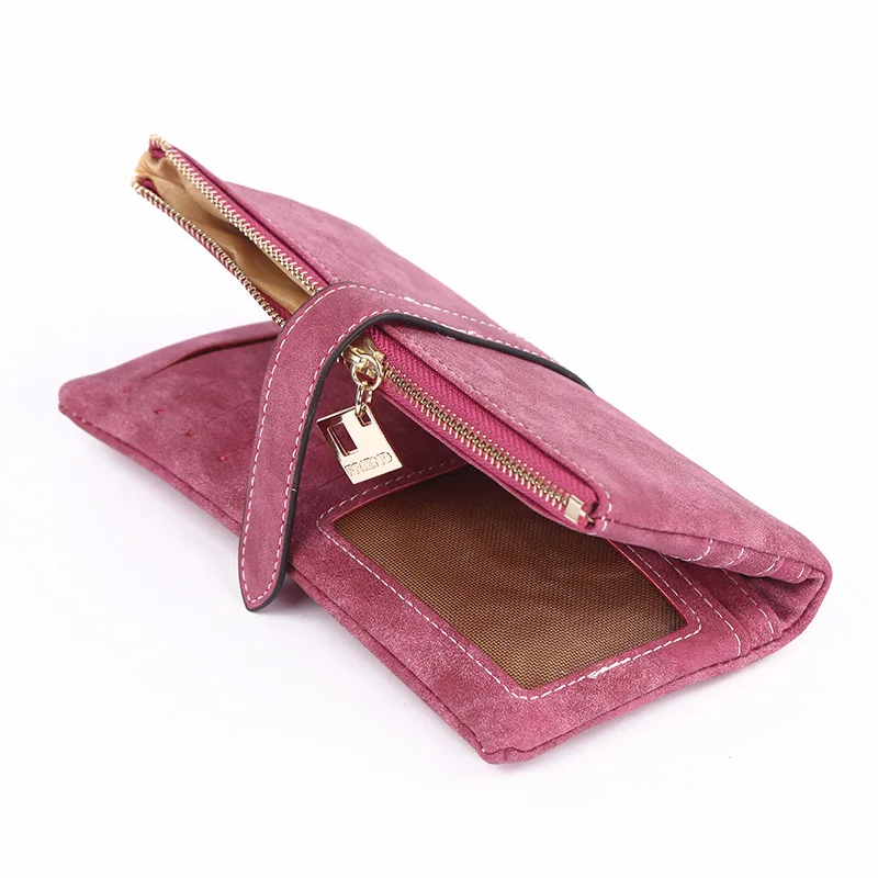 Geestock Women Wallet Coin Purse PU Matte Two Fold Wallets Zipper Mobile Phone Design Card Holder Ladies Clutches Wallet