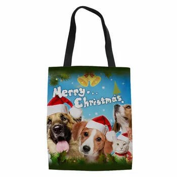 

THIKIN 2019 Christmas Canvas Handbags Women Shoulder Bags Japanese Design Ladies Casual Shopping Bag Girls Daily Package Custom