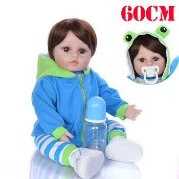

60cm Silicone reborn baby boy dolls toy realistic 24inch vinyl newborn baby toddler doll Bebes reborn bonecas newborn alive