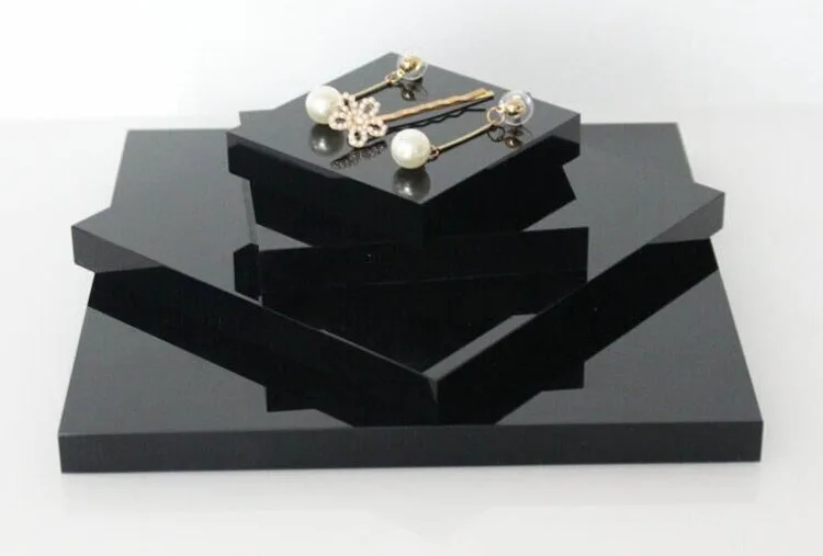 

Black Square Acrylic Sheet Jewelry Display Props PMMA Sign Stand Cosmetics Booth Label Holder