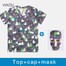 Унисекс дышащая стоматологическая клиника скрабы топы с рождественской печатью аптекарь Pet doctor больница скрабы медицинские медсестры Рабочая форма