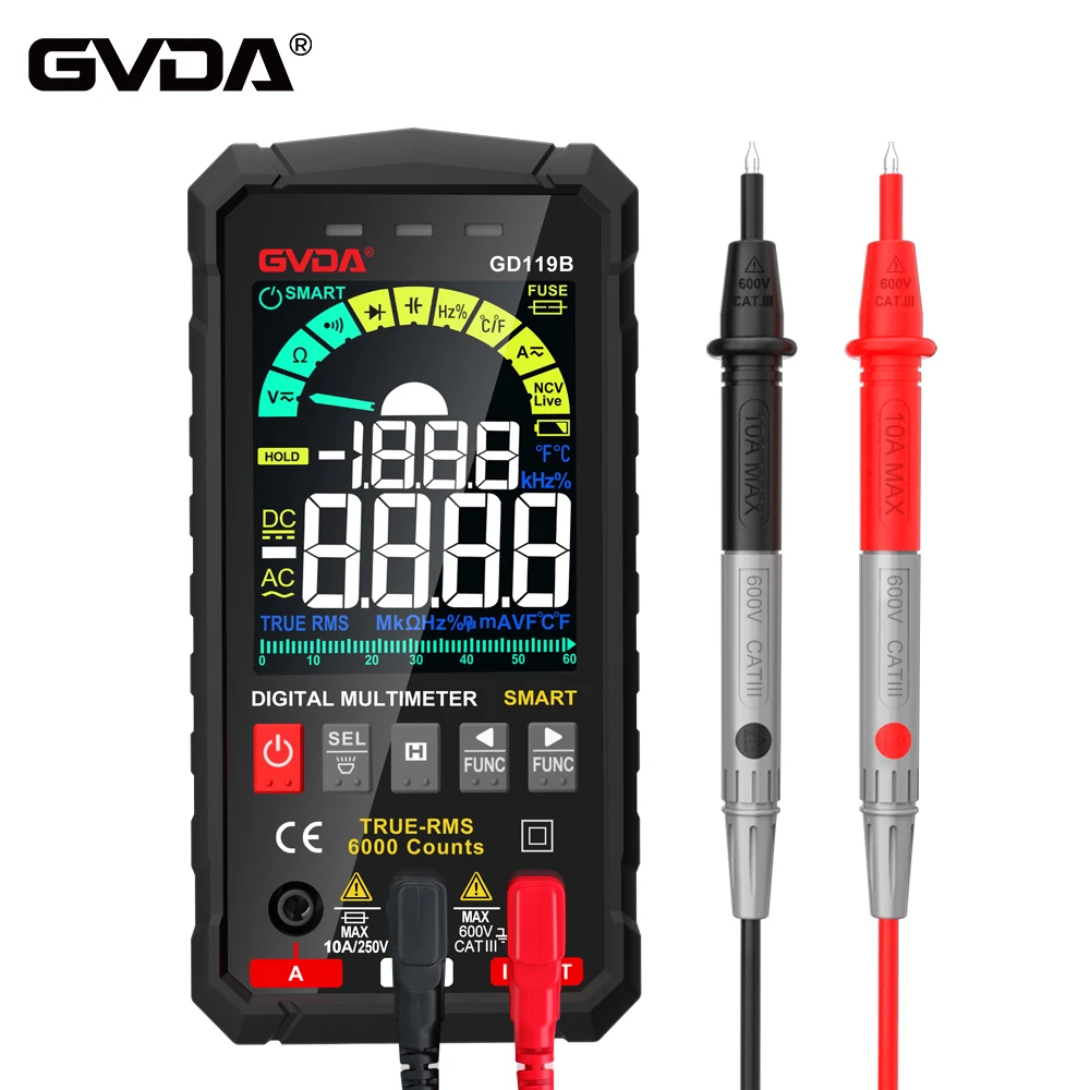 Цифровой мультиметр тестер напряжения конденсатор True RMS 6000 отсчетов измеритель