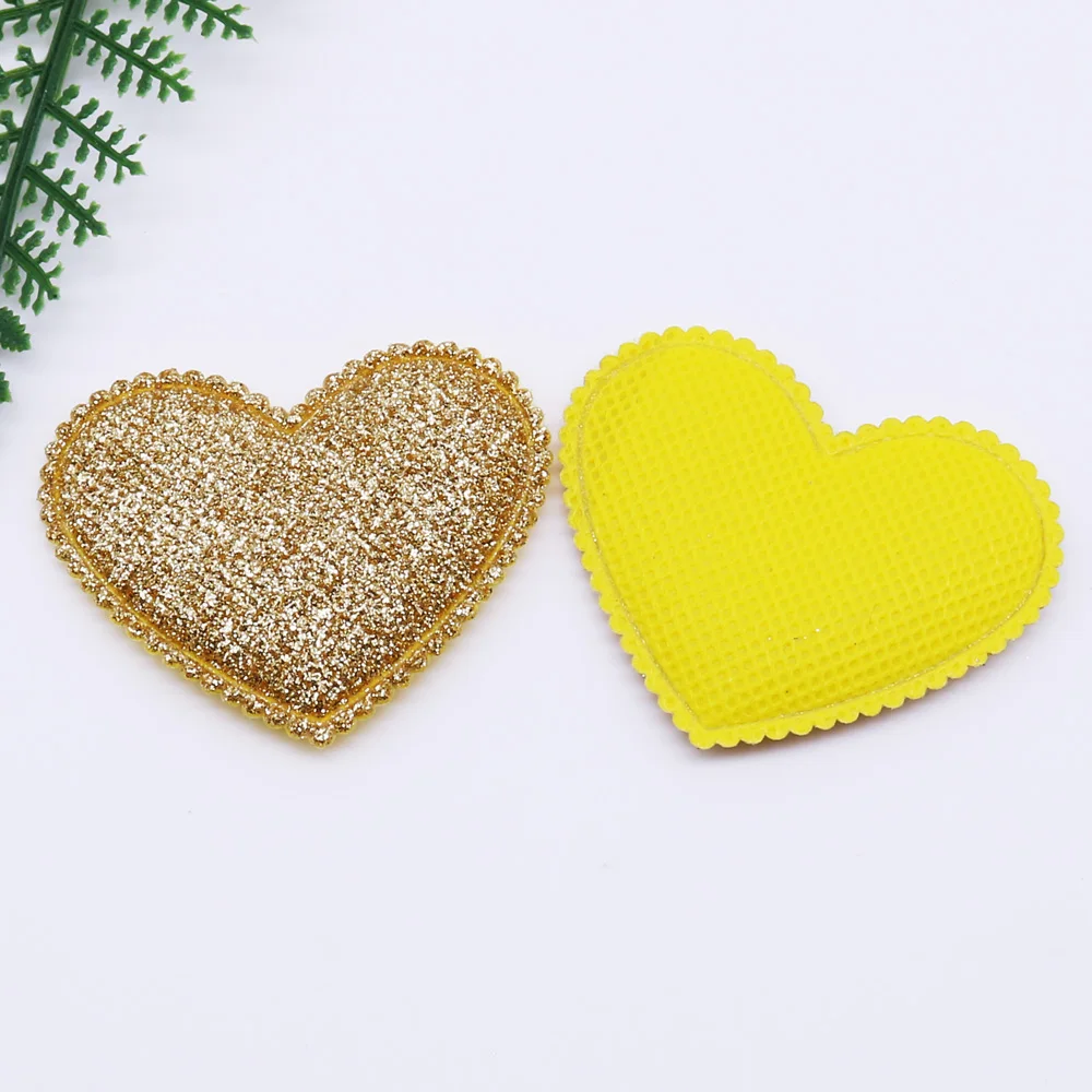 20/30pcs Glitter Padded Sequin cloth Pretty Love peach Appliques Wedding Patches DIY Hair Clip Accessories Craft Supplies TP-055 - Цвет: Золотой