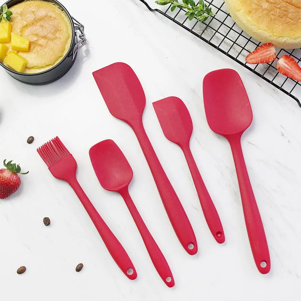  DishyKooker 5Pcs/Set Silicone Scraper Cream Spatula Blade Brush Batter Mixing Baking Tool