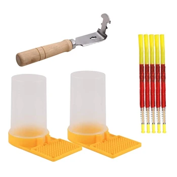

Beehive Beekeeping Water Dispenser Honey Beehive Entrance Feeder, Wasp Move Needle,Wooden Hive Scraper Beekeeping Kit