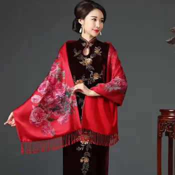 

Oil Painting Shawl Scarf National style Women Silk Cashmere Scarf Retro Wedding Evening Party Cover Up Tippet Wraps