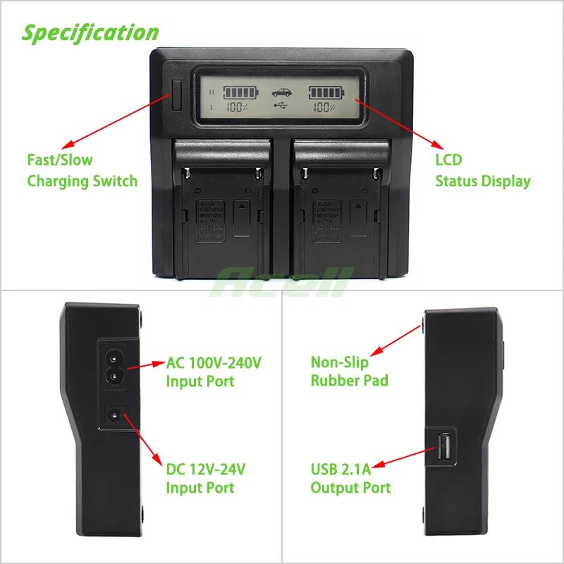 ЖК двойная батарея быстрое зарядное устройство для Panasonic AG VBR59 VBR89 VBR118 VW VBD29 VBD58 VBD78