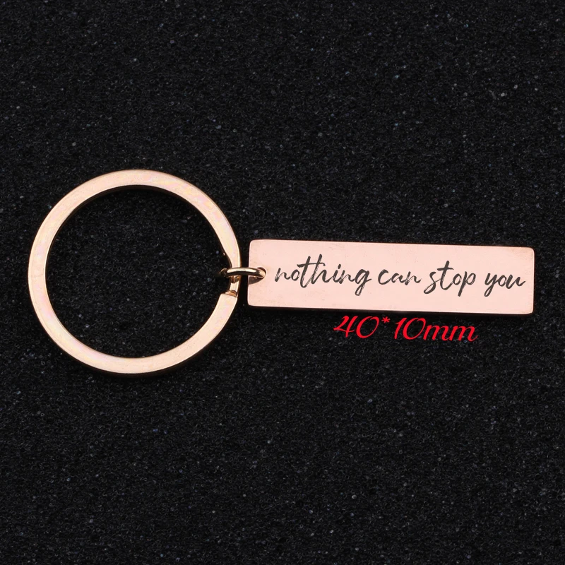Fashion Stainless Steel Keyfobs Nothing Can Stop You Inspire Jewelry Gift Charm Holder Tag Trendy Square Key Ring | Украшения и