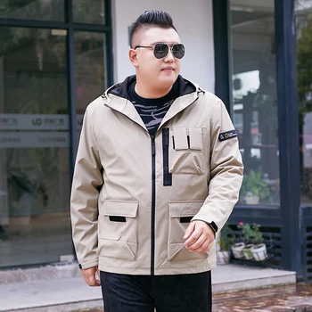 

2019 new plus size 8XL 7XL 6XL Autumn new jacket men's hooded jacket sports loose tops men's short windbreaker tide