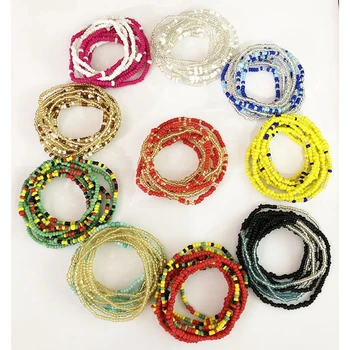 2pcs Bohemia Double Bead Belly Chains Body Jewelry Elastic Summer Sexy Bikini Beach Waist Chain Strand Charms Vintage Waistband