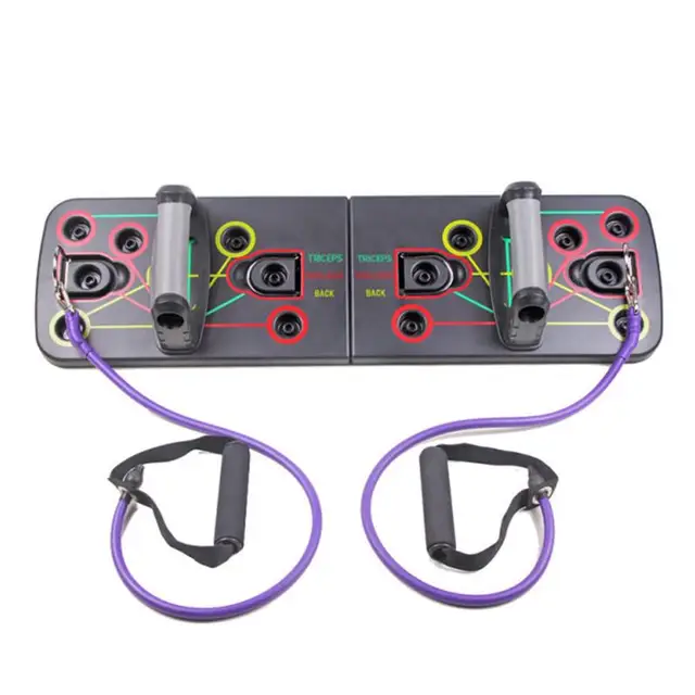 US $17.91 Push Up Rack Push-up Stand Board with Resistance Bands Gym Home Fitness Exercise Sports Body Buildi