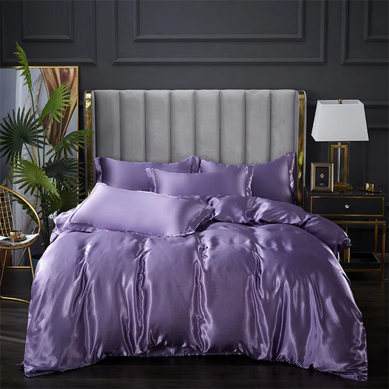 conjunto de cama de cetim de luxo conjunto com capa de queen king sem