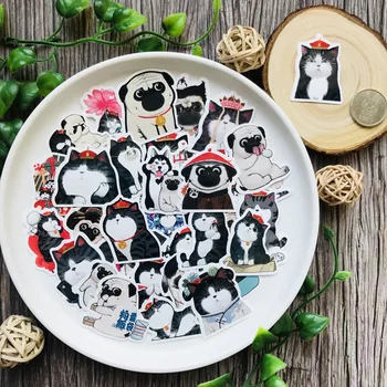 

40pcs Cute Cat Dog Toy Stickers For Suitcase Satchel Schoolbag Book Bag Pencil Box Folder Phone Laptop Travel Luggage Decals