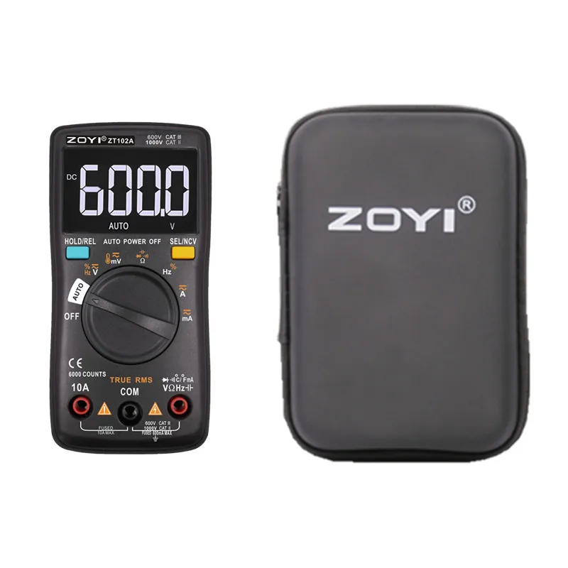 ZOYI ZT102A Auto Functional Multimeter 6000 Counts Back Light AC/DC Ammeter Voltmeter Ohm Frequency Diode Temperature