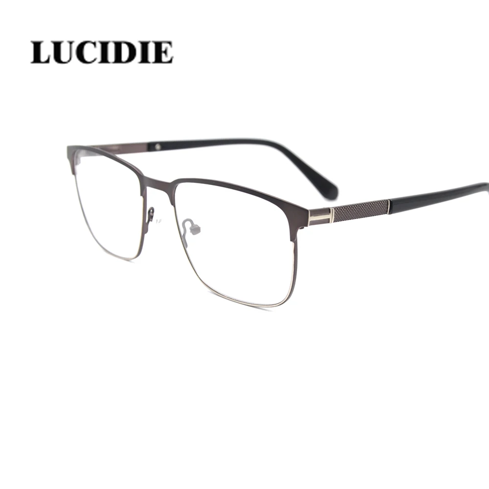 Gun LUCIDIE новые очки по рецепту, мужские очки, оптические очки, нержавеющая сталь, модные квадратные оправы для очков - Цвет оправы: Gun