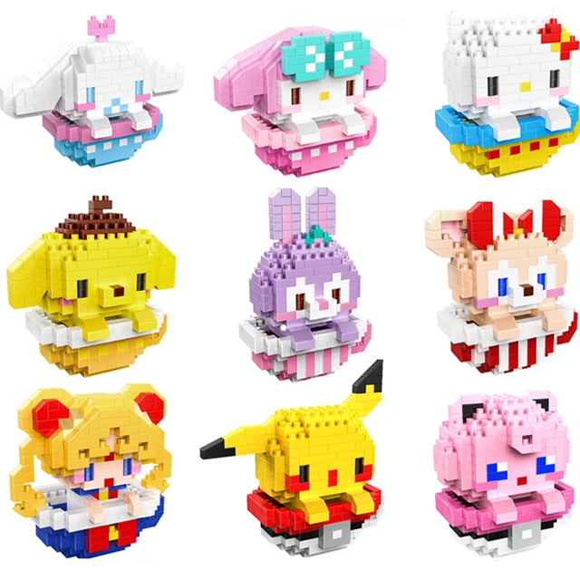 Kawaii Sanriod Small Building Blocks Cartoon Kuromi My Melody Cinnamoroll Kt Animal Model Education Game Graphics Toy Xmas Gift 1
