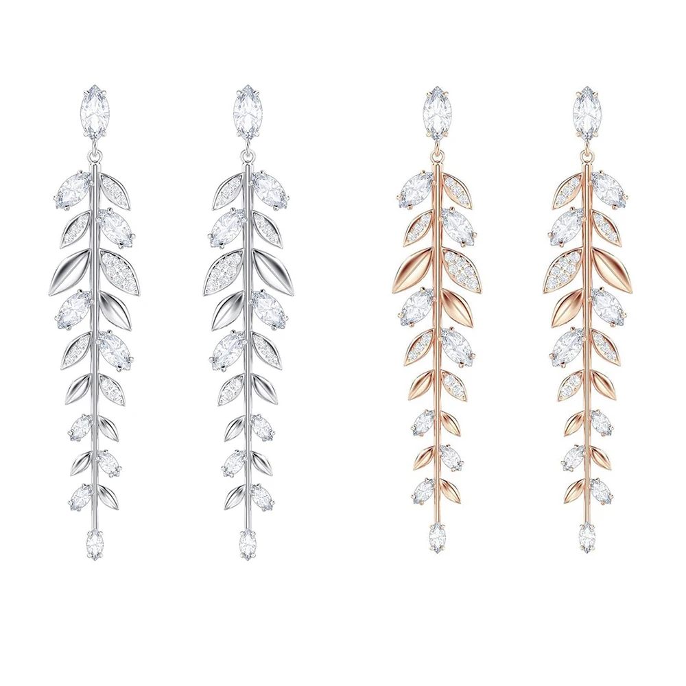 Новинка, изысканные и элегантные серьги с длинным отверстием и листьями, без колец, Подарок на годовщину для девушки, модное ювелирное изделие