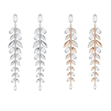 Новинка, изысканные и элегантные серьги с длинным отверстием и листьями, без колец, Подарок на годовщину для девушки, модное ювелирное изделие