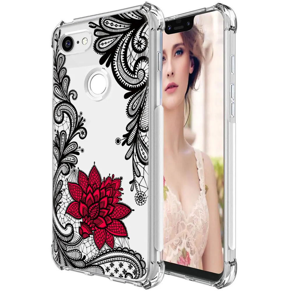 Red Rose Противоударный Прозрачный цветочный женский чехол s для Google Pixel 3A 3AXL 3 XL 3Xl тонкий Мягкий ТПУ силиконовый чехол для телефона - Цвет: Red Rose