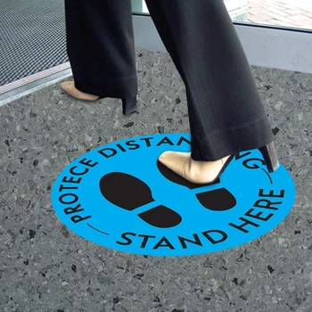 

5Pcs Social Distancing Floor Decal Sticker Round Non-Slip Sticker Feet Floor Sign for Outdoor Store Floor